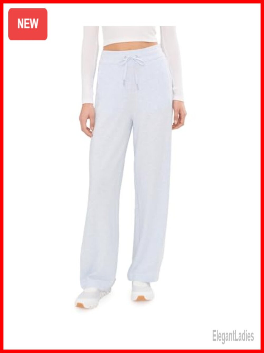 Wide Leg Terry Sweatpants Pull On Drawstring Soft Lyocell Blend